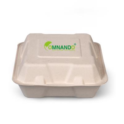 China Disposable Customized Recyclable Bagasse Food Box Packaging Clamshell Boxes for sale