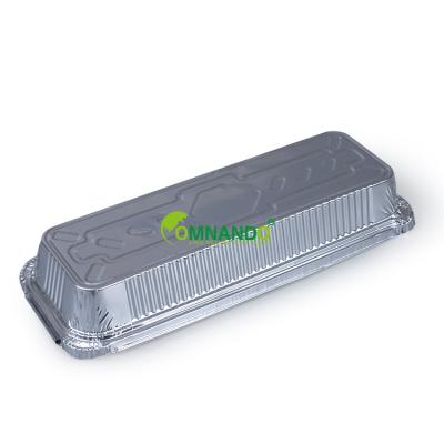 China Disposable Rectangle 1300ml Aluminum Foil Food Container Disposable Box With Lid for sale