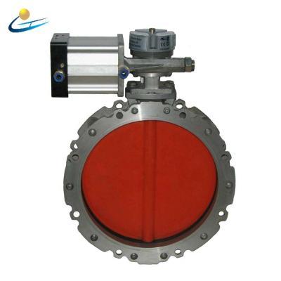 China General Double Flange Powder Pneumatic Butterfly Valve For Cement Silo With Nylon Coated Disc for sale