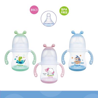 China BPA Free Wide Neck Baby Bottle 6OZ/160ML PP With Handle for sale