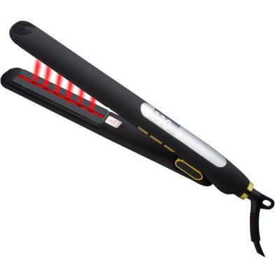 China New 2 in1 Outdoor Flat Straightening Iron Styling Tool LCD Hair Straightener Salon Professional Infrared Tourmaline Hair Straightener for sale