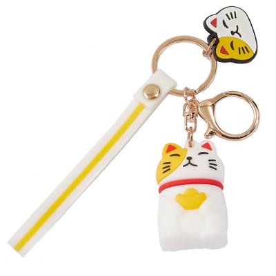 China Popular Protable Cat Keychain Logo Keychain Soft PVC Rubber Ring Die Cut PVC Ring Suitable For Bagging Custom Chain Print for sale