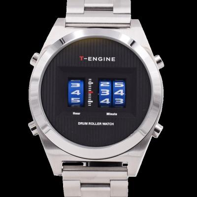 China Water Resistant Custom Design Stainless Steel Case Stainless Steel Metal Strap Drum Roller Movement OEM Smart Watches for sale