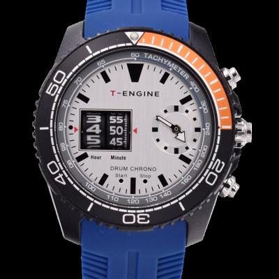 China Chronograph Custom Design Low MOQ Plastic Case Silicon Band Drum Roller Movement Diver Watches for sale