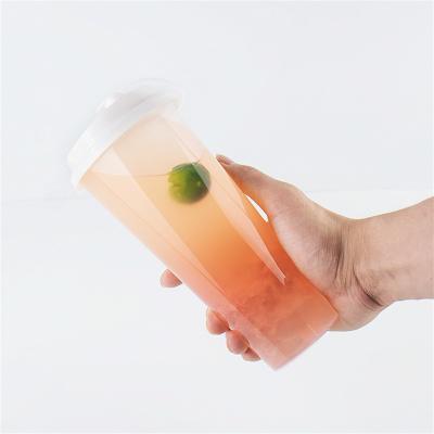 China TC logo bubble milktea 12oz 16oz 22oz 350ml 700ml custom clear reusasble eco friendly disposable coffee juice pp cup with lids for sale