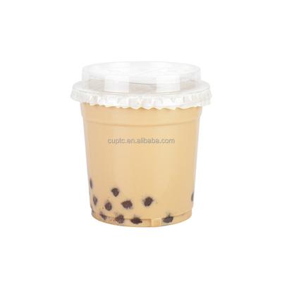 China Custom Eco-Friendly Disposable Beverage Dessert Disposable Eco-Friendly Disposable Milktea Juice Boba Bubble Tea Dessert Pet Party Disposable Plastic Cup With Logo for sale