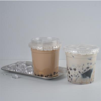 China 500ml Pet Logo Cup Disposable Eco Friendly Custom Plastic Bubble Printed Tea Cup 16 18 24 oz Clear Cold Drink Disposable Ice Cream Coffees for sale