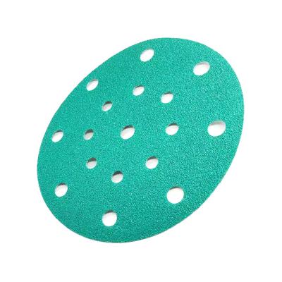 China Car body and metal 6inch 150mm green 17holes zirconia film sanding disc/sand sand paper with revolution&extreme performance for sander for sale