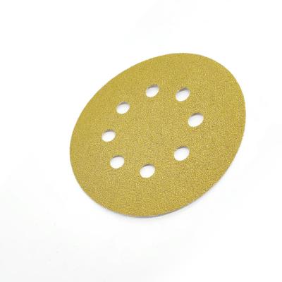 China Factory supply putty SABER 125mm automatic yellow abrasive paper 8 holes disc/aluminum oxide sandpaper 8holes sandpaper 5inch for sale