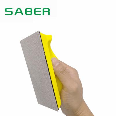 China SABER Square Automotive Sanding And Hand Wood Sanding Block With Gluing Sandpaper For Polishing And Buffing Automotive for sale