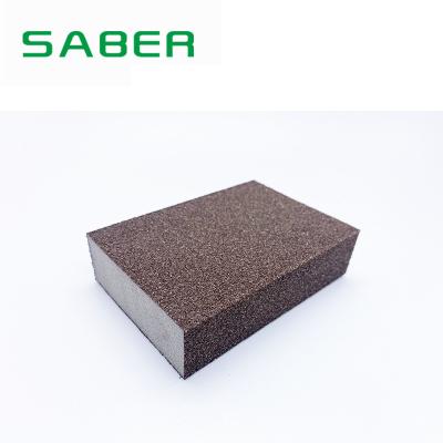 China Hardware Machinery SABER Square Sponge Sanding Polishing Pad P60-P320 With Cutting& Hard Hardware High Gloss Sanding Machinery for sale