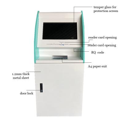 China OEM Indoor Automatic Reader Card A4 Printing Self Service Payment Kiosk for sale