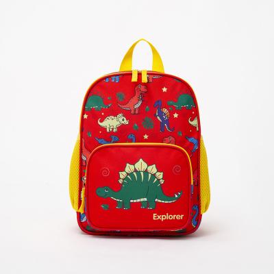 China Custom Cute School Children Solar Panel Cartoon Dinosaur Polyester Kids Backpack for sale