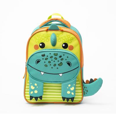 China Custom Solar Panel Bag For School Children Cute Cartoon Crocodile Polyester Kids Backpack for sale