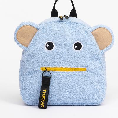 China Autumn 2021 new lovely winter anti-theft blue plush bag for school cartoon lambswool mini backpack for kids for sale