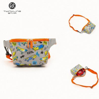 China Polyester OEM Factory Customize Fanny Pack Cartoon Cute Kids Skateboard Boy Screen Printing Fanny Pack Waist Bags For Women for sale