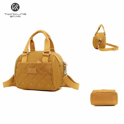 China Hot Sale Large Capacity Fabric Leisure Waterproof Nylon Handbag Embroider Pattern Women's Line Single Shoulder Bag for sale