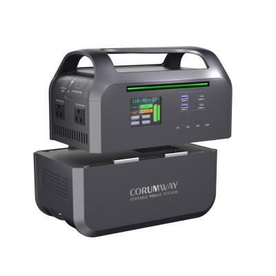 China Corumway 1000w 748wh Solar Power Station LiFePO4 Wireless Charging Portable Backup Power Supply Portable Energy Storage System for sale