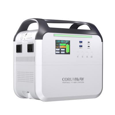 China Corumway 800w 748wh 110v 220v Lithium Battery AC Cordless Charging Solar Storage Fast Charging Large Capacity Portable Backup Power Supply for sale