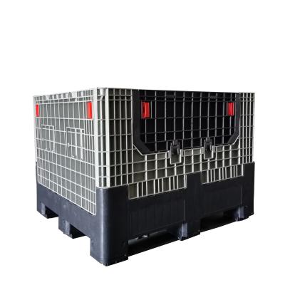 China Collapsible Stackable Plastic Pallet Box Bulk Container 1200*1000*860mm With Lid for sale