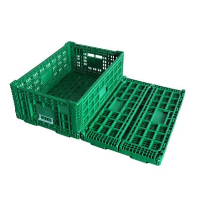 China Recyclable Collapsible Hard Plastic Fruit Storage Supermarket Foldable Vegetable Egg Carrier Basket/Crate for sale