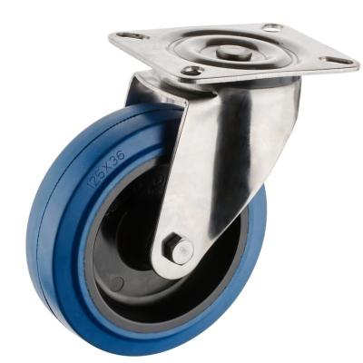 China Industrial Transport Transport 304 Stainless Steel Casters With Blue Rubber Wheel for sale