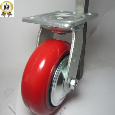 China Ball Bearing Type Polyurethane / Cast Iron Heavy Duty Polyurethane Wheel / Cast Iron Casters 4060 With PU Cast Iron Wheel for sale