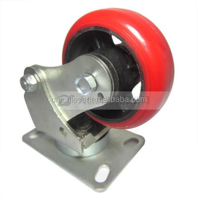 China Plate Type Polyurethane / Cast Polyurethane / Cast Iron 9550 Rigid Heavy Duty Spring Loaded Caster With PU Wheel for sale