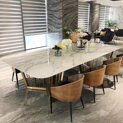 China Restaurant Fixed Furniture Dining Table Base Marble Rectangular Aluminum Dining Table for sale