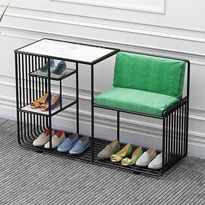 China Creative Iron Metal Shoe Rack (Other) Fashion Adjustable Nordic Household Stools Ottoman Household Bench Stools Change Shoe Rack Wholesale Shoe Rack for sale