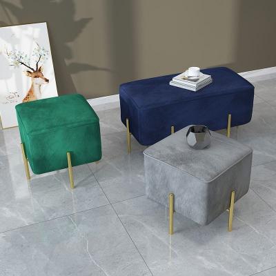 China (Others)Adjustable Nordic Furniture Mini Ottoman Stool Soft Bench Bedroom Furniture Velvet Cloth Stool Household Door Change Stools for sale