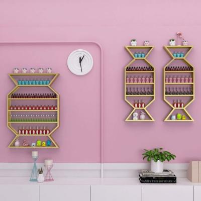 China Durable Metal Material Nail Polish Wall Hanging Nail Shop Wall Rack for sale