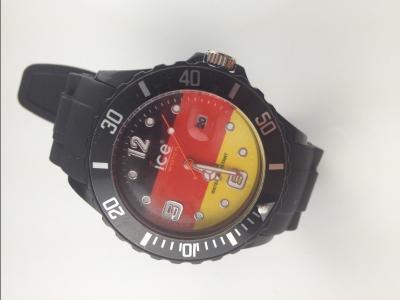 China Black / Red / Yellow German Flag Silicone Quartz Watch 4cm * 2cm * 0.3cm for sale