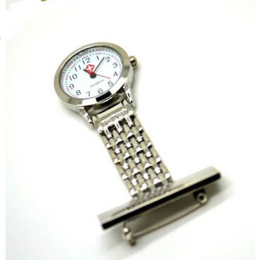 China Durable 5 ATM Silver Nurse Fob Watch engraved Logo , Nurse Pin Watch for sale