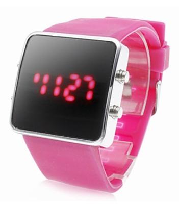 China Einzigartige rosa Armbanduhr des Silikon-LED Digital für Jugendlichen, LED-Noten-Uhr zu verkaufen