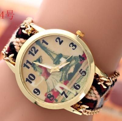 China Vintage Geneva Flower Watch Women For Christmas Gift / Eiffel Tower Wrist Watch for sale