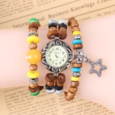 China   Weinlese-Buddhas hölzerne Perlen-Stern-Damen-Armband-Uhr wasserdichtes ODM-Soem zu verkaufen