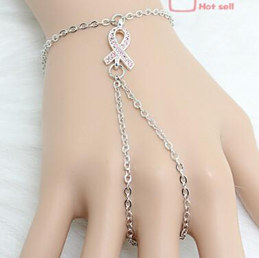 China Pulsera cristalina de la conciencia del cáncer de pecho del metal trenzado de la moda para las mujeres en venta