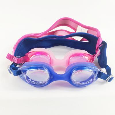 China Sports glasses blue and pink frame outdoor children swimming goggles solid color headband anti fog printed swimming glasses for sale