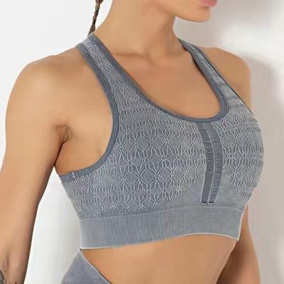 China Breathable Seamless High Elastic Wash Water Sleeveless Sports Bra Crop Tops Tight Vest Sports Yoga Suit For Women for sale