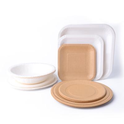 China Disposable Compostable Casual Paper Plates 10 Inch Natural Biodegradable 100% Eco-Friendly Bagasse Sugarcane Dishes for sale