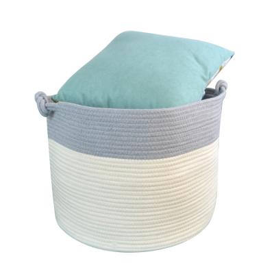 China Sustainable Wholesale Thick Oval Rope Baskets Laundry Gift Woven Cotton Basket for sale