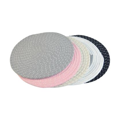 China Eco-Friendly Sustainable Round Cotton Rope Coaster Multiple Colors Customizable Pot Mat Handmade Cup Mat Pads For Drinks for sale