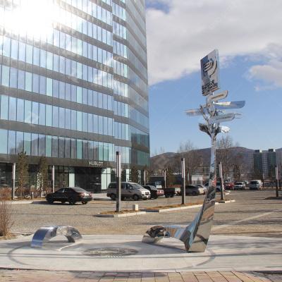 China China Sky Reflecting Public Direction Post Stainless Steel Sculpture for sale