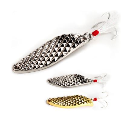 China Metal Spoon Sequins With Feather Triple Sharpened Hooks 2.5g/5g/7g/10g/15g/20g for sale