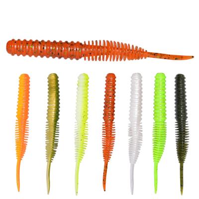 China PVC Plastic Soft Baits Saltwater Slim Soft Worm Baits High Quality 4.5g 100mm Double Tail Lure for sale