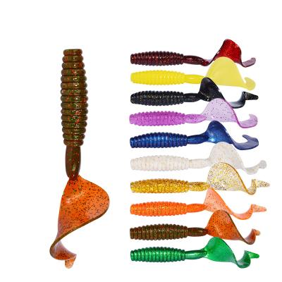 China Soft Plastic PVC Loop Worm Bait Wobbler Bass Fishing Lure Artificial Rubber Long Tail Swimbait Jig 11g 105mm for sale