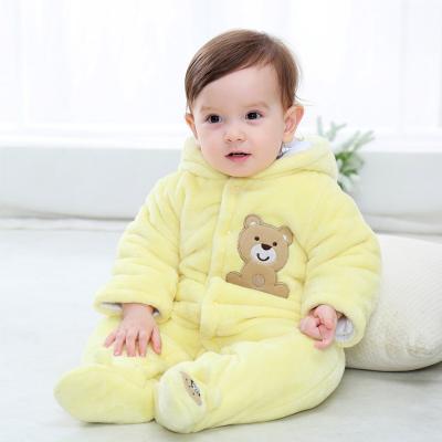 China Organic Long Sleeve Autumn Winter Casual Hooded Newborn Baby Romper Jumpsuit for sale