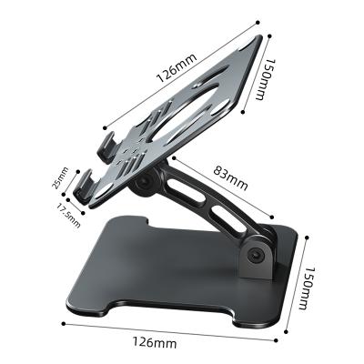 China 2021 Newest Metal Tablet Stand Foldable Portable Tablet Holder High Quality Aluminum Alloy Foldable Tablet Tending Desktop Holder for sale