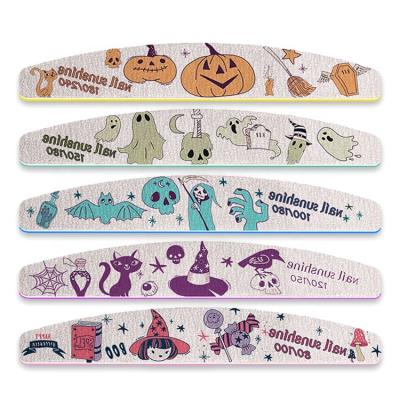 China Halloween Gifts Boat Shape Purple 80/100 Nail Beauty Salon Ues Double Side Emery Half Moon Nail File Nail Filer 80 100 For Hand Grinding Nails for sale